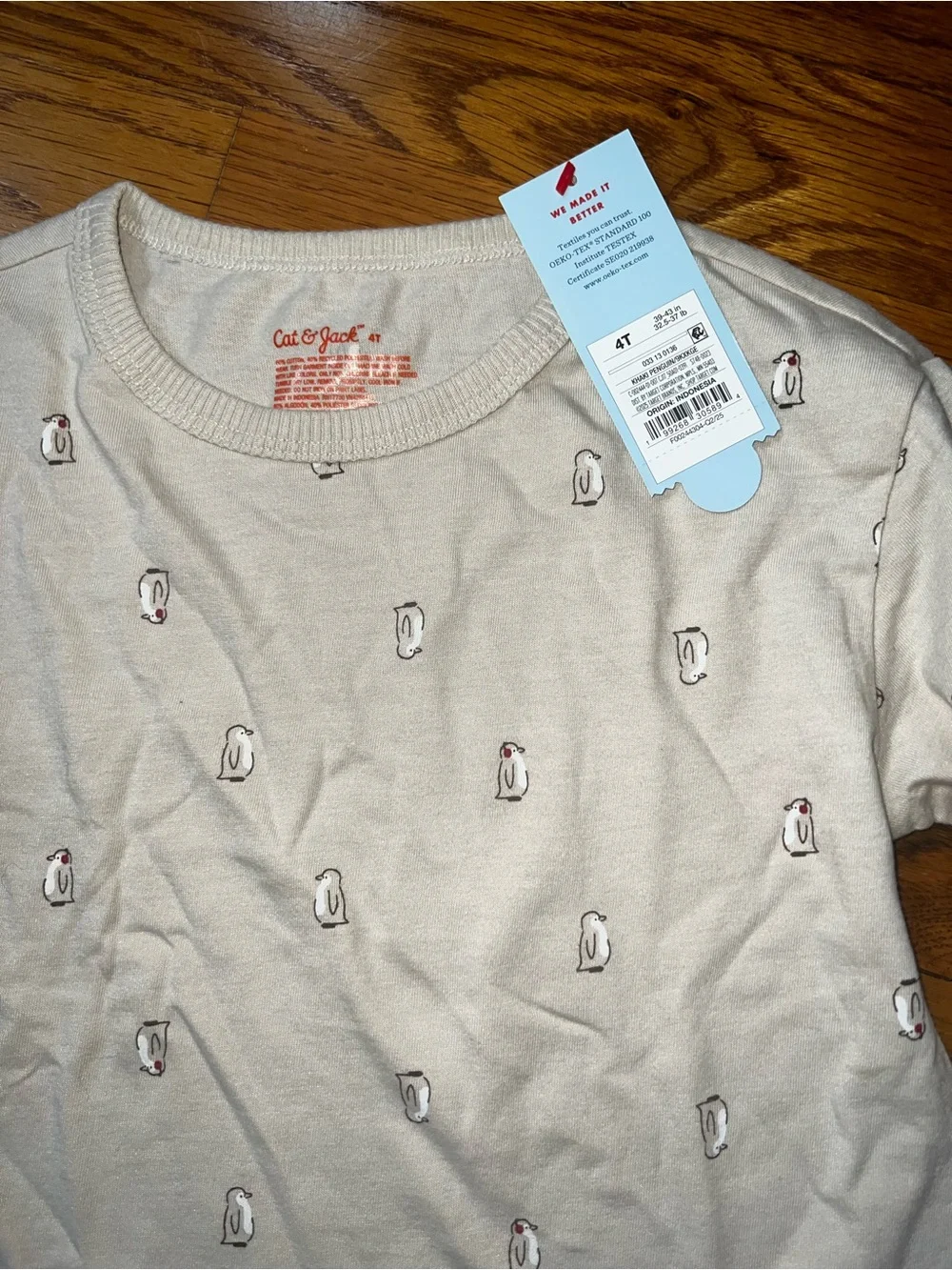 Cat & Jack Long-Sleeve Tee with Tiny Penguins - 4T - NWT